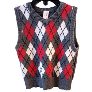 GAP Kids Argyle Sweater Vest - Gray, Red, White